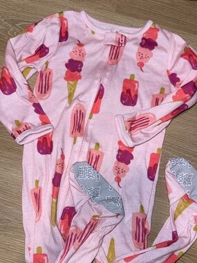 Pink Ice Cream & Popsicle Footed One-Piece Pajama for Kids